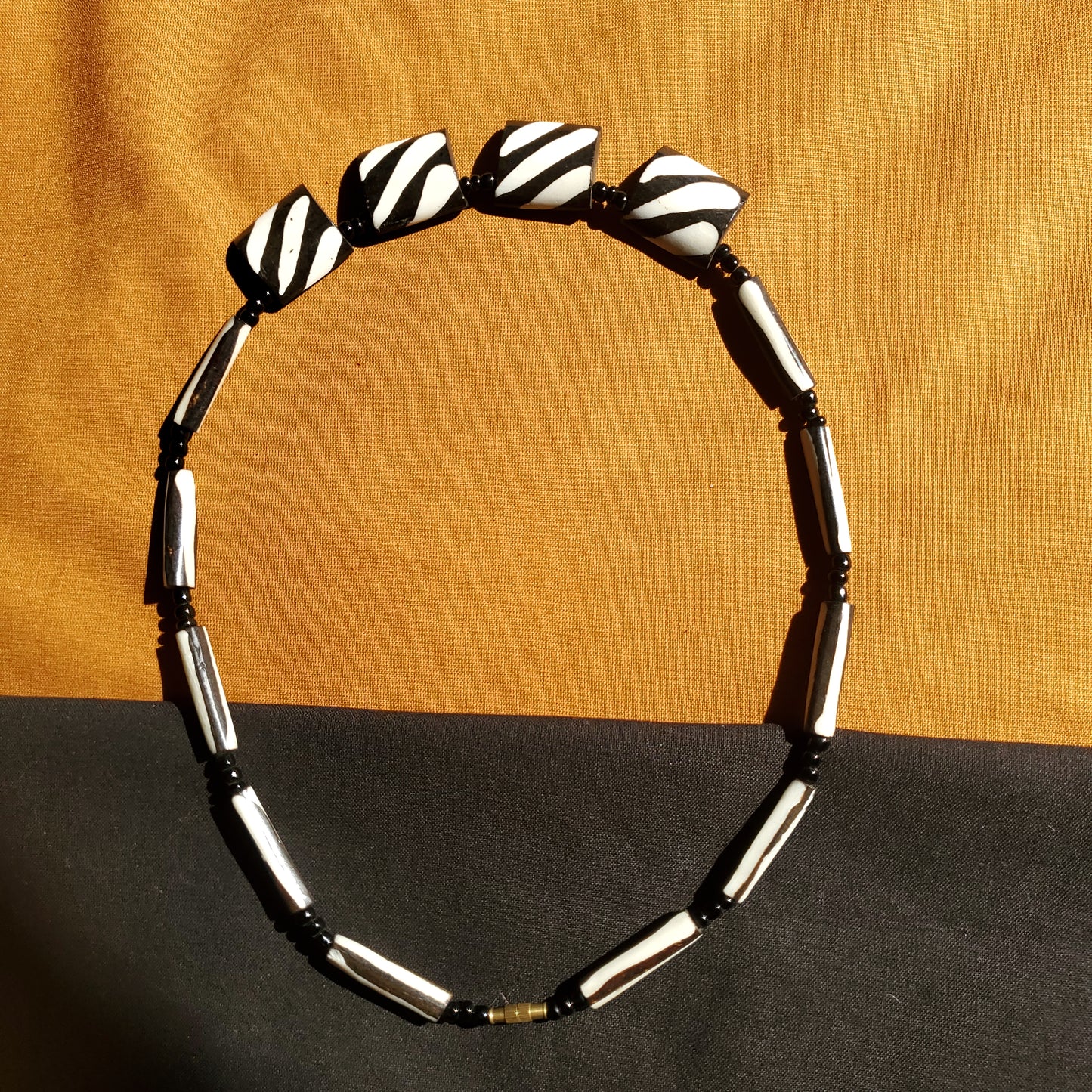 Zebra-Striped Square Necklace