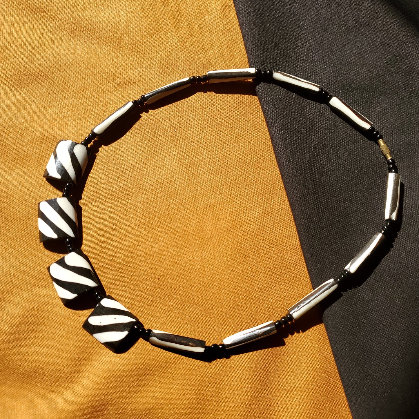 Zebra-Striped Square Necklace