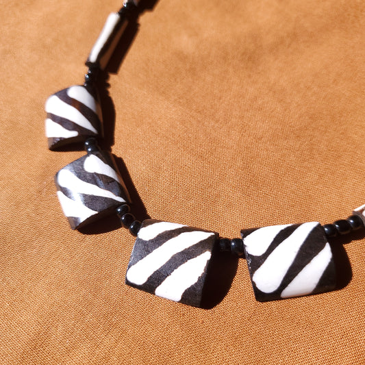 Zebra-Striped Square Necklace
