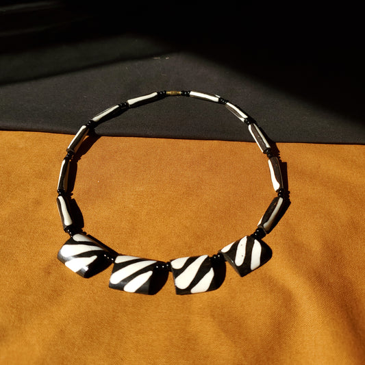 Zebra-Striped Square Necklace