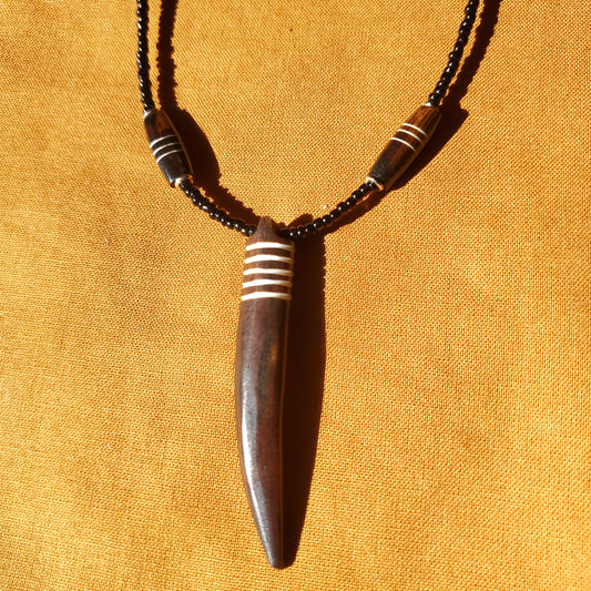 Wood Stained Horn  Necklace