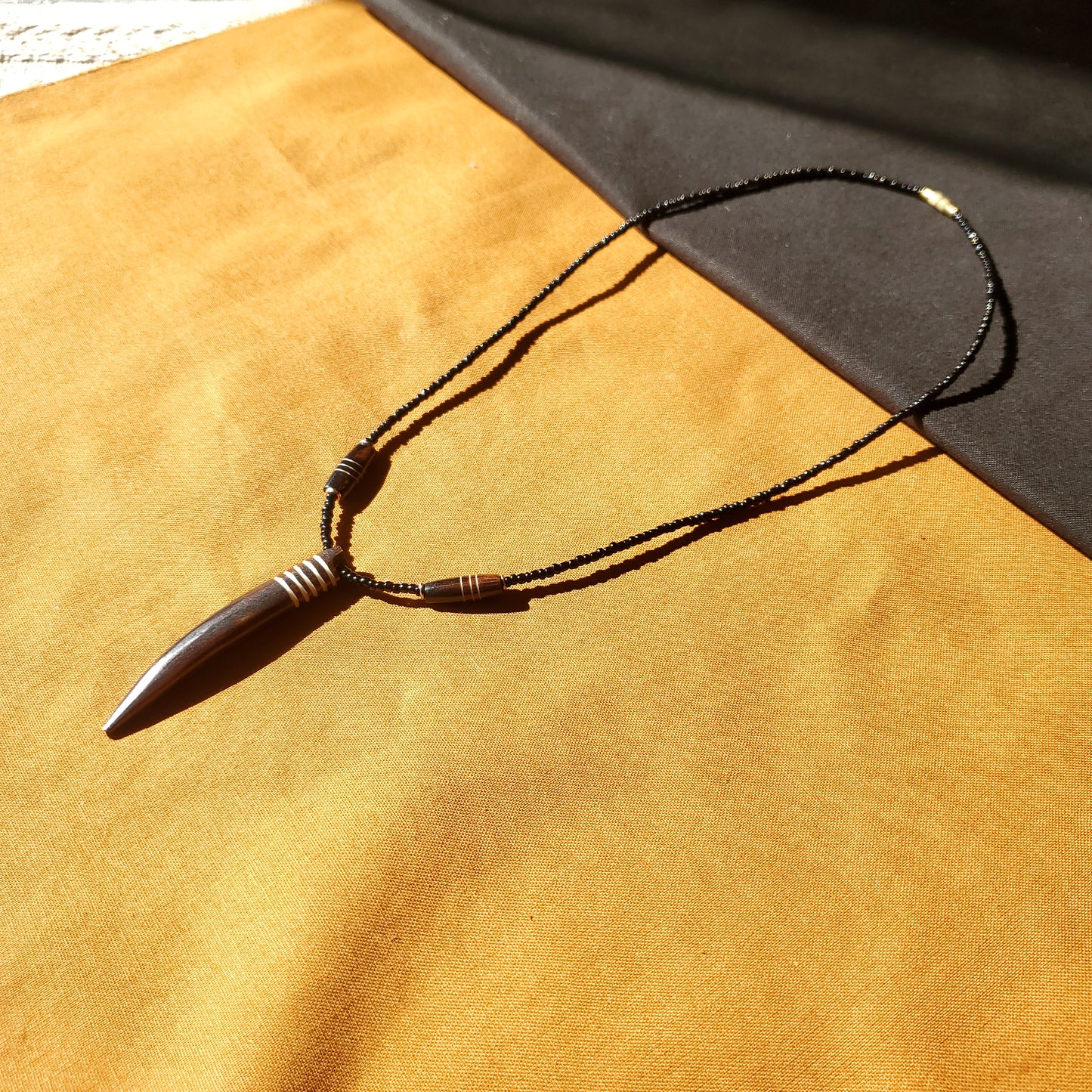 Wood Stained Horn  Necklace